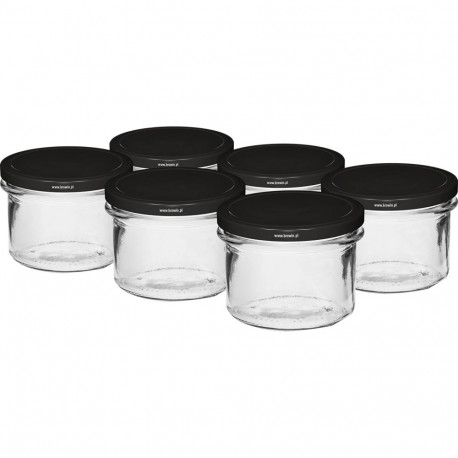 235 ml twist-off jar with black lids - 6 pcs BROWIN 132233, glass, Ø82 mm