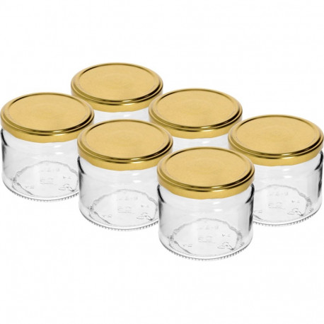 330 ml jar with golden Ø82/6 lid, 6 pcs BROWIN 132331, glass, 8.6x8.6x7.7 cm