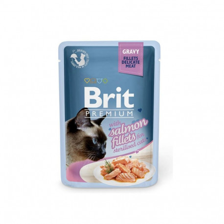 BRIT premium märgtoit lõhega steriliseeritud kassidele 100G
