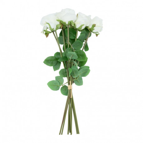 Artificial flower FLOWERLY 8pcs roses in a bouquet, white