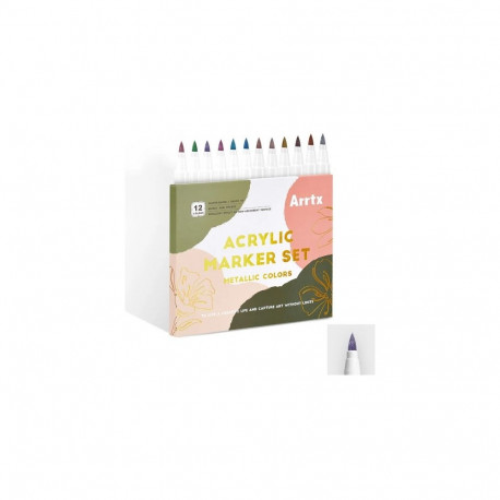 Acrylic Marker Pens ARRTX, 12 Metallic Colors