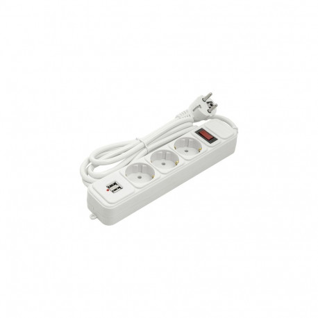 Extension cord 1.8m, 3 sockets + 2 USB, with switch