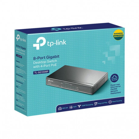 TP-LINK 8-Port Gigabit Desktop PoE Switch 8x10/100/1000Mbps RJ45 ports including 4 PoE ports steel c