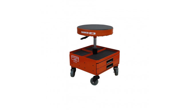 Adjustable height stool with storage on wheels