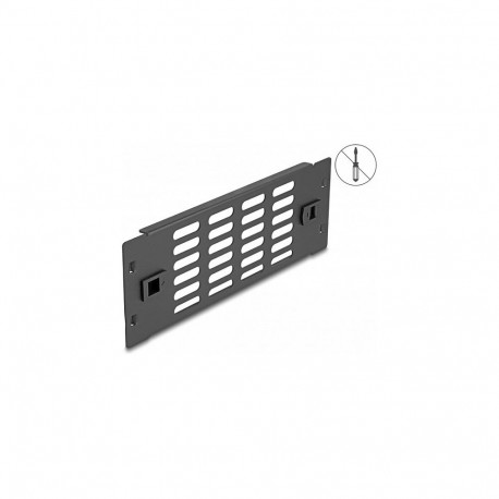 10" võrgukapi paneel ventilatsiooniavadega, tööriistavaba, 2 HE, must