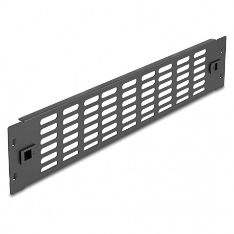 "19? Netzwerkschrank Panel mit Lüftungsschlitzen werkzeugfrei 2 HE schwarz"