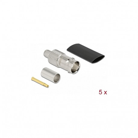 BNC-pesa 75Ohm krimpimiseks RG-59-le koos sobiva termokahaneva toruga, 5tk