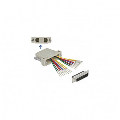D-Sub HD 44 Pin crimp pistik 2 x RJ45 pesaga koos paigalduskomplektiga, beež