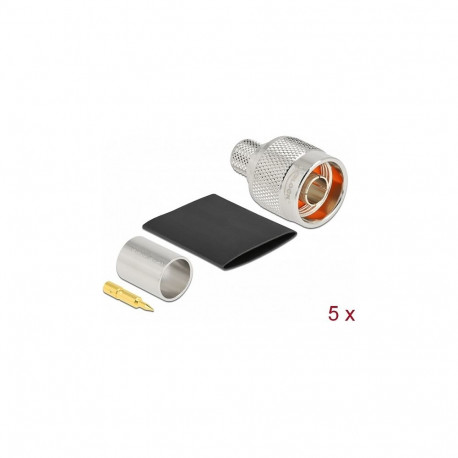 "N Stecker zum Crimpen LMR 400 mit passendem Schrumpfschlauch - 5 Stück"