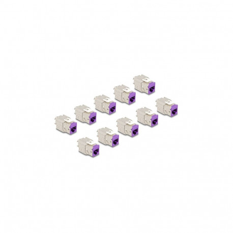 "Keystone Modul RJ45 Buchse zu LSA Cat.6A werkzeugfrei violett Set 10 Stück"