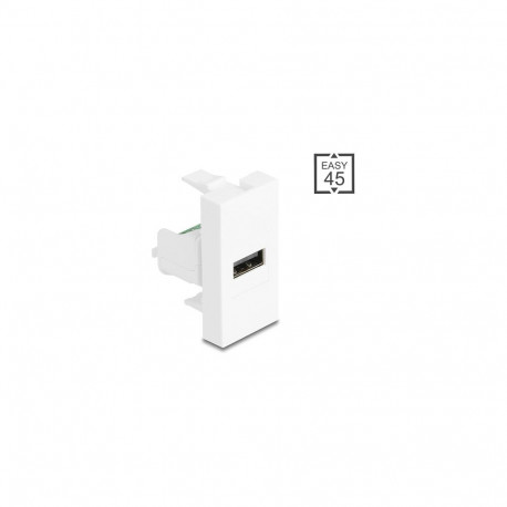 Delock Easy 45 moodul USB 2.0 Typ-A pesa terminaliplokile, valge