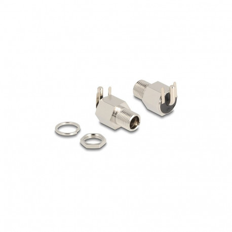 "Delock Steckverbinder DC 5,5 x 2,5 mm Buchse zum Einbau Lötversion gewinkelt - Sechskant 20 V / 10 
