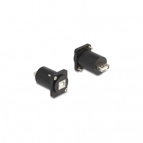 "D-Typ Modul USB 2.0 Typ-B Buchse zu Typ-A Buchse mit Schrauben schwarz"