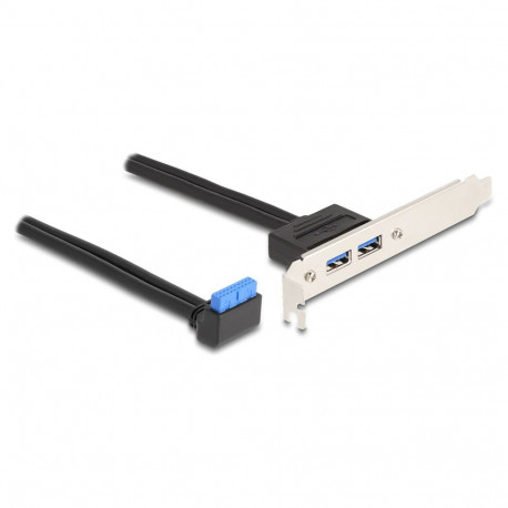 "Delock Slotblech 1 x USB 5 Gbps Pfostenbuchse 90° gewinkelt zu 2 x USB 5 Gbps Typ-A Buchse 50 cm"