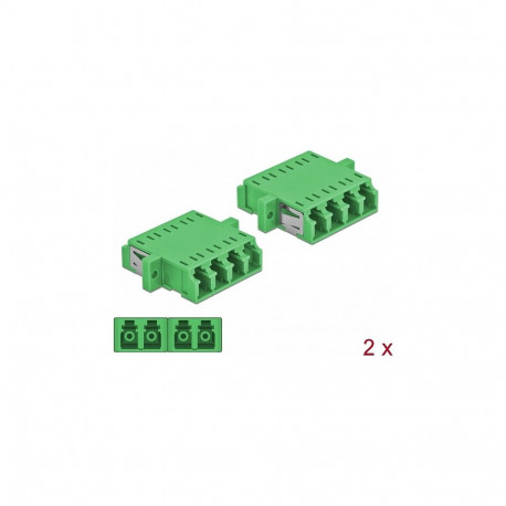 "Delock LWL Kupplung LC Quad Buchse zu LC Quad Buchse Singlemode 2 Stück grün"