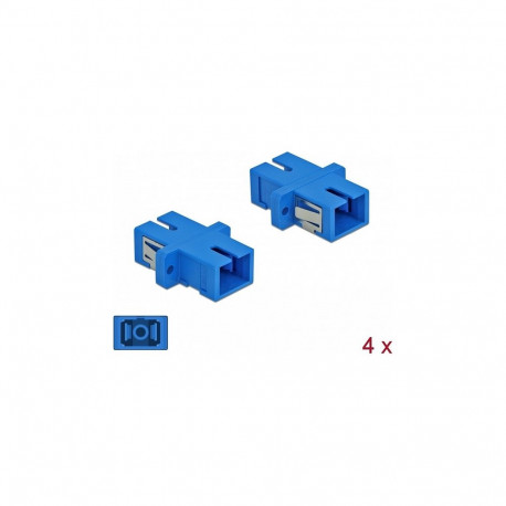 "Delock LWL Kupplung SC Simplex Buchse zu SC Simplex Buchse Singlemode 4 Stück blau"