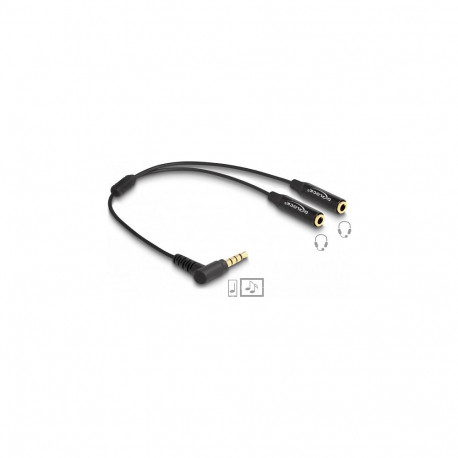 "Delock Audio Splitter Klinkenstecker 3,5 mm zu 2 x Klinkenbuchse 3,5 mm 4 Pin gewinkelt"