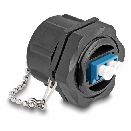"Delock LWL Einbaubuchse LC Duplex zu LC Duplex mit Verschlusskappe Singlemode IP68 staub- und wasse