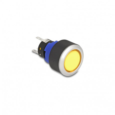 "Drucktaster zum Einbau 22 mm 5 x Lötanschluss Taster flach Kunststoff LED gelb"