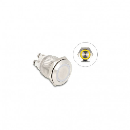"Drucktaster zum Einbau 19 mm 4 x Schraubklemme LED tastend gelb"