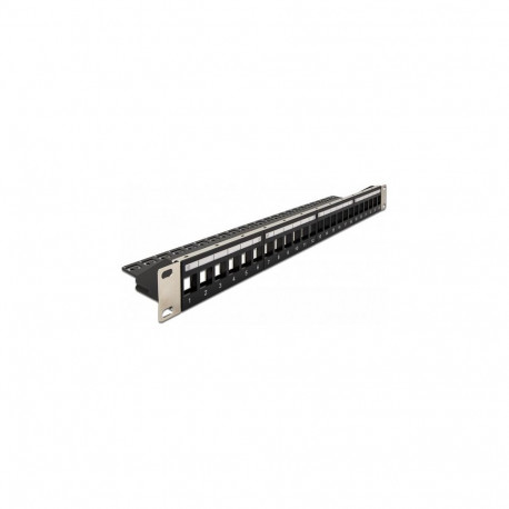 "Delock 19? Keystone Patchpanel 24 Port mit Entlastungsschiene schwarz"