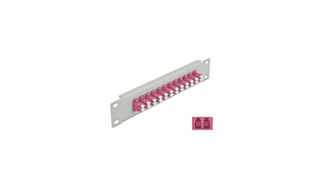 Delock 10-tolline LWL patchpaneel 12 porti LC Duplex violetne 1 HE hall