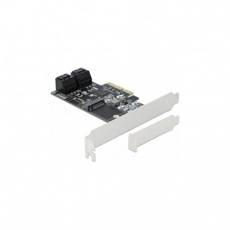 "4 Port SATA und 1 Slot M.2 Key B PCI Express x4 Karte - Low Profile Formfaktor"