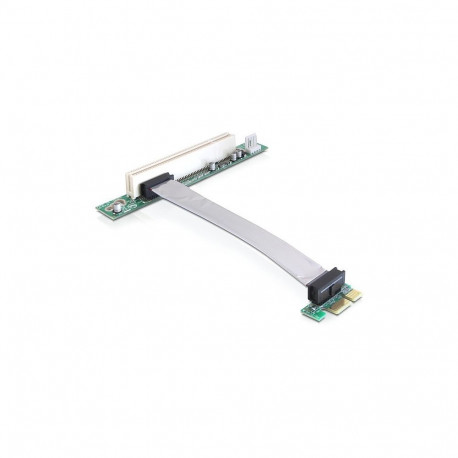 "Riser Karte PCI Express x1 > 1 x PCI mit flexiblem Kabel 13 cm links gerichtet"