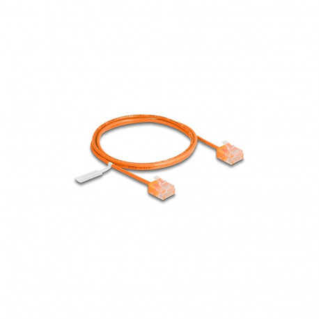 "Delock RJ45 Netzwerkkabel Cat.6 UTP Ultra Slim 1 m orange mit kurzen Steckern"