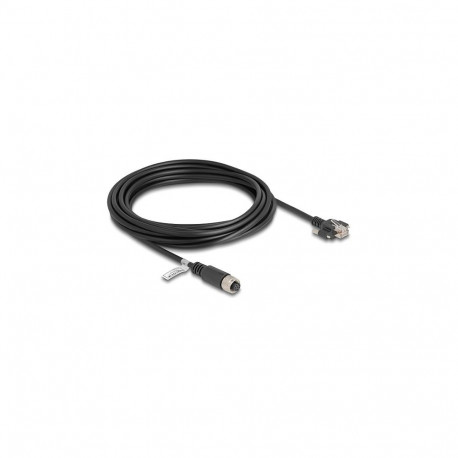 "Delock M12 Kabel A-kodiert 8 Pin Buchse zu RJ45 Stecker mit Schrauben Cat.5e FTP 5 m schwarz"