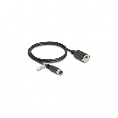 Delock M12 A-koodiga 8-viiguline pesa RJ45 pesaks paneeli paigaldamiseks Cat.5e FTP kaabel 1 m must