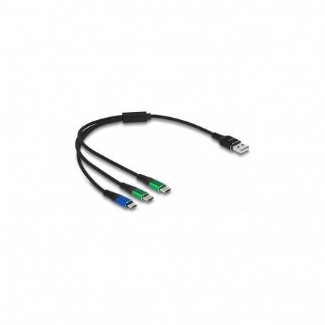 Delock 3-ühes USB-laadimiskaabel Typ-A - Micro USB / 2 x USB Type-C™ 30 cm