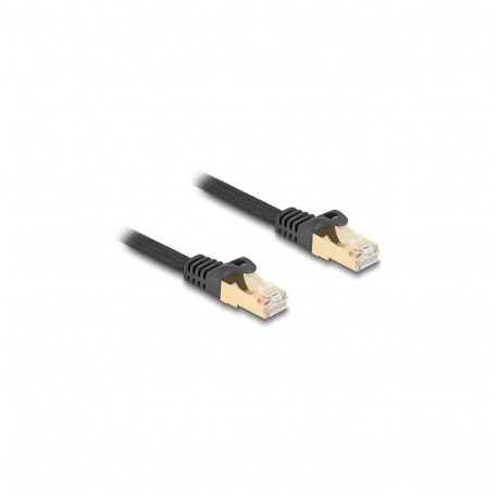 "Delock RJ45 Netzwerkkabel mit Geflechtmantel Cat.6A S/FTP Stecker zu Stecker 0,25 m schwarz"