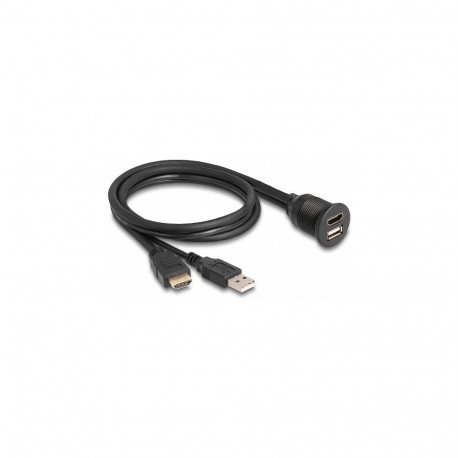 "Delock Kabel HDMI-A Stecker und USB 2.0 Typ-A Stecker zu HDMI-A Buchse und USB 2.0 Typ-A Buchse zum