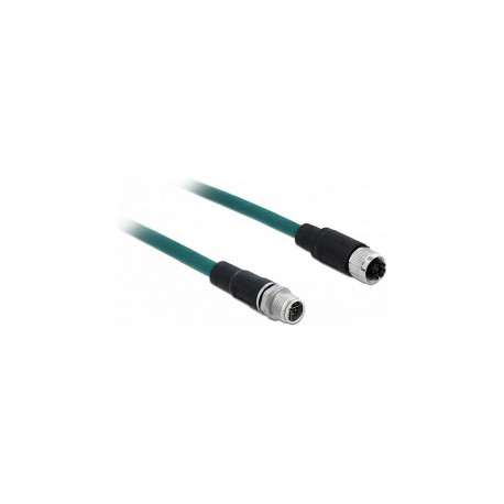 "Delock Netzwerkkabel M12 X-kodiert 8 Pin Stecker zu Buchse PUR (TPU) 1 m"