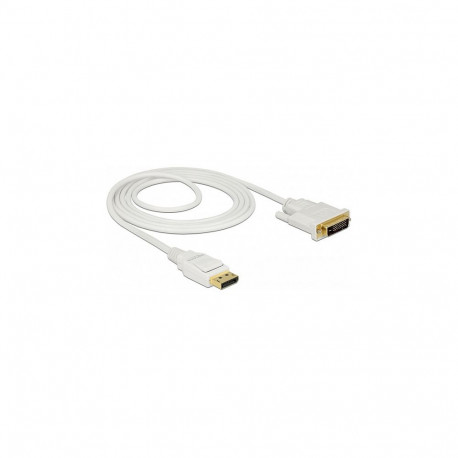 Delock DisplayPort 1.2 pistik - DVI 24+1 pistik passiivne kaabel, 4K 30 Hz, 2 m, valge