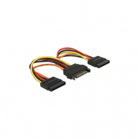 "Delock Kabel Power SATA 15 Pin Stecker > 2 x Power SATA 15 Pin Buchse 15 cm"