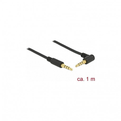 "Delock Klinkenkabel 3,5 mm 4 Pin Stecker > Stecker gewinkelt 1 m schwarz"