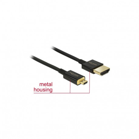 Delock High Speed HDMI koos Ethernetiga kaabel HDMI-A pistik > HDMI Mini-C pistik 3D 4K 0,25 m õhuke