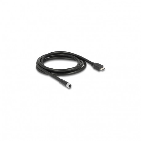 "Delock M12 Kabel A-kodiert 17 Pin Buchse zu HDMI Stecker 2 m schwarz"