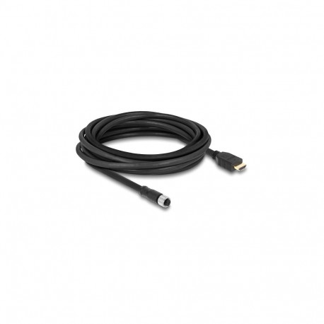 Delock M12 A-kodeeritud 17 pin pesa - HDMI pistik kaabel 5 m must