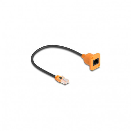 D-tüüpi RJ45 kaabel, pistik-pesa, Cat.5e UTP, 30cm, oranž/must