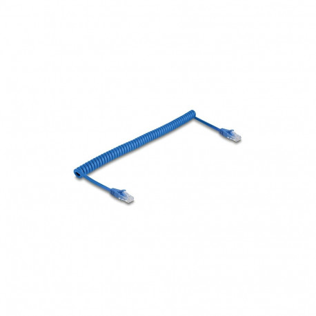 Delock RJ45 spiraalkaabel pistik-pistik Cat.6 UTP 0,8 m kuni 1,8 m sinine