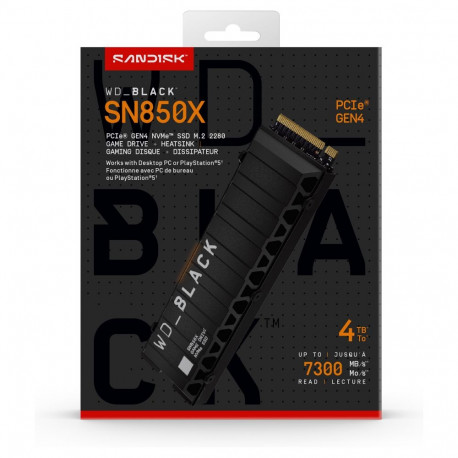 WD Black SSD SN850X 4TB M.2 NVMe PCIe 4.0 x 4 jahutusradiaatoriga