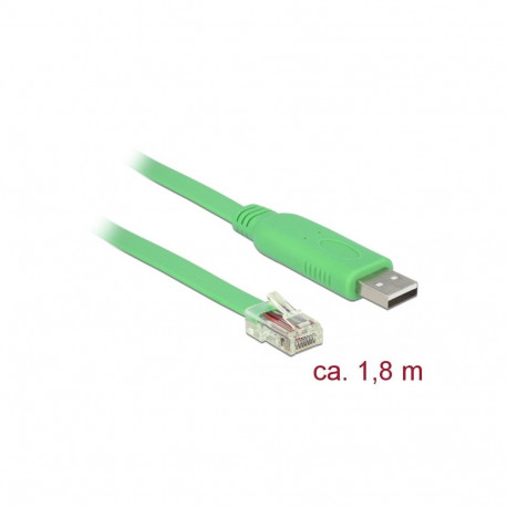 Delock Adapter USB 2.0 Type-A male > 1 x Serial RS-232 RJ45 male 1.8 m