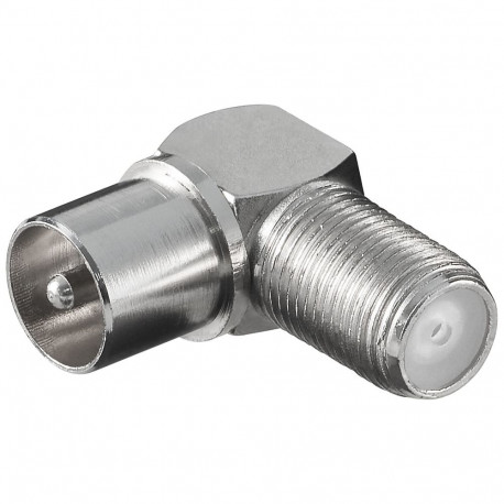 adaptor: F-jack>coaxial plug (IEC 9.5mm), 90°