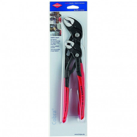 Cobra Zangen-Set 003120V01, 2-teilig (rot, gezahnte Griffflächen, integrierter Klemmschutz)