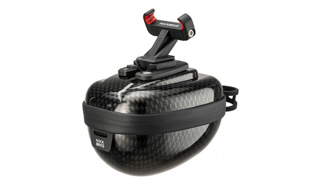 Rockbros rigid hard shell saddle bag, compact, 0.4l capacity - carbon pattern