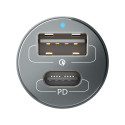 3mk Hyper Car Charger USB-C USB-A 100W - silver
