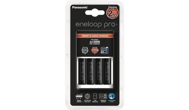 Panasonic eneloop battery charger BQ-CC16 + 4x2450